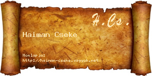 Haiman Cseke névjegykártya